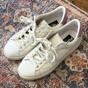 Golden Goose White and Pink Sneakers
